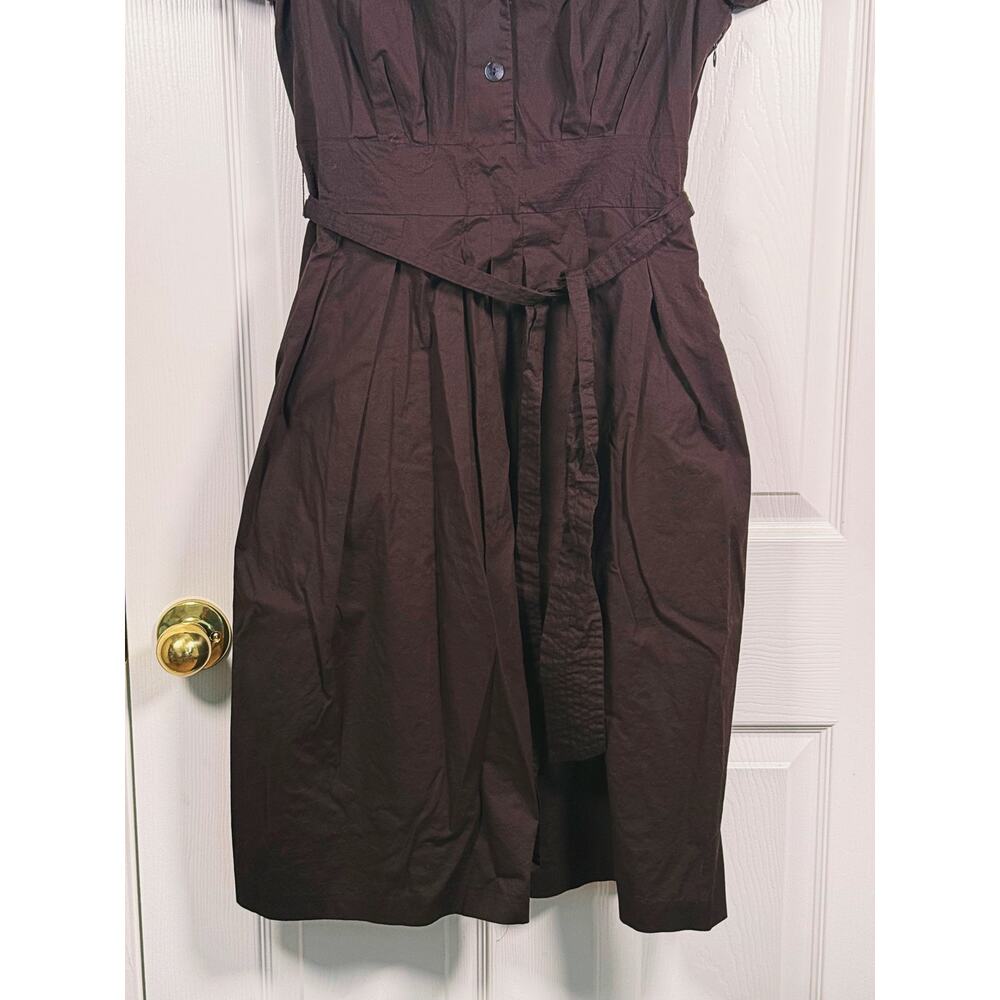 Eliza J Collared Puff Sleeve Dress Size Small Brown Dark Academia Coquette Retro - Picture 6 of 13